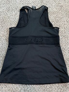 L Nike Pro Deluxe Dri-FIT Womens Training Tank Top Black Velvet Mesh Large Rac